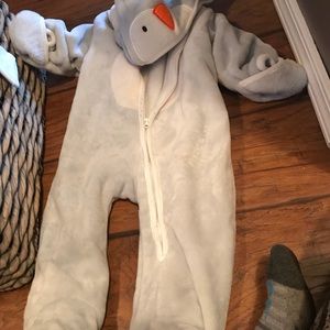 One piece snow suit for infants